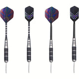 12-Piece Steel Tip Dart Set with Sharpener, Aluminum Shafts, PET Glitter Flights, Stainless Iron V1232-FBTZ-001