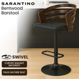 Sarantino Bentwood Walnut Barstool Leather Seat and Metal Base BAR-STL-MLM-081