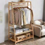 Bamboo Garment Rack Portable Laundry Storage Nature V178-66777