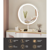 Embellir Makeup Mirror 40x40cm Hollywood Vanity with LED Light Tabletop Round MM-E-STAND-R40-BT