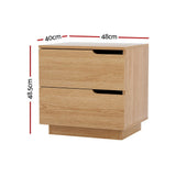 Artiss 2X Bedside Table 2 Drawers Nightstand Pine FUR-U-BS-04-WDX2