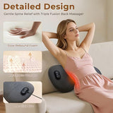 Triple Fusion Back Massager, 3-in-1 Electric Lumbar Support Pillow Heat, Vibration & Air Traction, V1107-110-96745-LTG