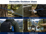 Rope Tightener & Guyline Tensioner - Heavy Duty Retractable Paracord with Alloy Carabiner V1370-AZ4-18847