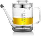 Heat-Resistant Glass Oil Dispenser with Stainless Steel Strainer V1263-JX-3434