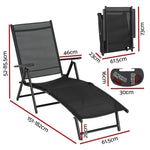 Gardeon Sun Lounge Outdoor Lounger Aluminium Folding Beach Chair Camping Patio FF-LOUNGE-ALU-FOLD-BK