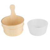 Bathroom Natural Wooden Bucket Ladle Set for Sauna SPA Bath Accessories V1294-YM0901-JY02143