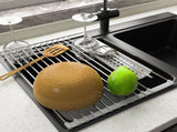 Stainless Steel Kitchen Dish Drainer Rack Foldable And Removable Stainless Steel ROller Drying Rack V1188-MS-227-1905