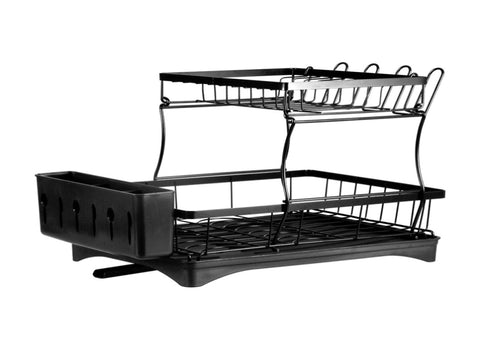 TOQUE Detachable Dish Drying Rack Cutlery Black KT0152-BK_NZ