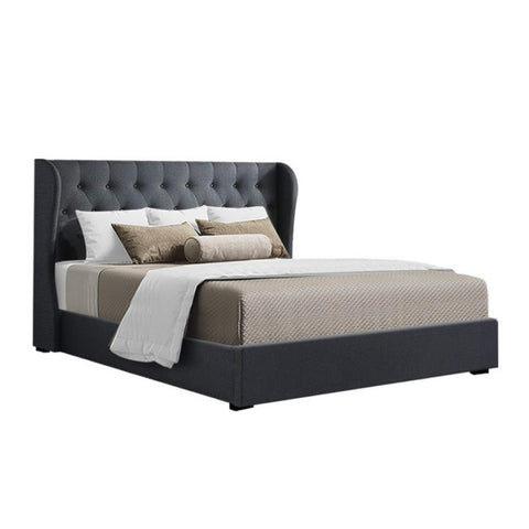 Artiss Bed Frame Queen Size Gas Lift Charcoal ISSA BFRAME-E-ISSA-Q-CHAR-AB