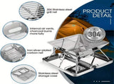 Silver Green portable grill, stainless steel grill, 304 stainless steel, charcoal grill, V1347-132-GRE-09096