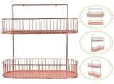 Rose Plated Gold Wall Mounted Spice Rack Iron Storage Organizer for Kitchen Bathroom V1192-AZ-W-31223