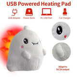 USB-Powered Plush Heating Pad, Cartoon Ghost Design, Soft Warm Stuffed Toy for Home, Office, and V1341-ZY-4UTU37SE-WHITE