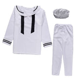 1Set Navy Stage Cosplay Costume Set for Male Adults White Polyester Material V1370-AZ4-18177