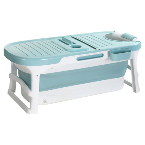 Weisshorn Foldable Bathtub Portable Folding Water Spa with Cover Plate 136x62cm FB-PP-136-BL