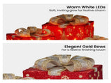 Christabelle Set of 3 Christmas Gift Box Display with LED Lights and Bows Decoration Ornament 112_MHA613