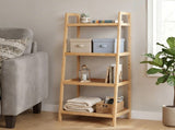 Levede Bamboo Ladder Bookcase 4-Shelf Books Plant Storage Shelf Rack Organiser EA0289-NT-AU