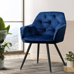 Artiss Dining Chairs Set of 2 Velvet Diamond Tufted Armchair Blue MO-DIN-GRS058-VEL-NAX2