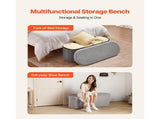 Oval Storage Ottoman Bench, Foldable Teddy Fleece End of Bed Bench, Folding Upholstered Bed Ottoman V952-BYWSZYKZDK40KOB06001V0
