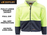 HI VIS Polar Fleece Sherpa Jacket Full Zip Thick Lined Winter Safety Jumper - Yellow - 4XL V563-CJ35-YLW-4XL