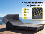 Gardeon Outdoor Day Bed Sun Lounge Setting Wicker Lounger Patio Furniture ODF-SUNBED-BS23-BK-AB