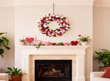 24 Inch Spring Valentine Tulip Wreath for Front Door, Pink White Tulip Floral Wreaths Door Decor for V1258-DP02-C-2681