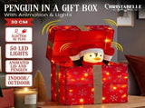 Christabelle 30cm Animated Penguin Gift Box Christmas Light Up DisplayLED Outdoor Indoor Xmas Y 112_SHE201
