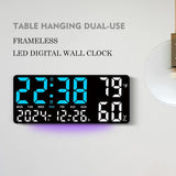 Black Background With Green and White Light Sleek Large LED Digital Wall & Desk Clock - Remote V888-ELOSUNG27420