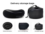 Black Buckle Tape Memory Foam U-Shaped Neck Pillow - Snail Travel Cushion for Airplane, Office Nap, V888-ELOSUNG13355