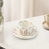 High-Fired Ceramic Stoneware Speckle Cup & Saucer Set 380ml Floral Tea Spoon EARTHY RED V274-HA-LA-P0024818-RD