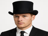 5.5" Premium Australian Wool Felt Top Hat w/ Satin Lining Mad Hatter Magician Tuxedo in Black V563-BR-21180-60-BLK