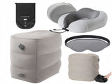 3 Pack Travel Essentials Travel Pillow, Inflatable Foot Rest & Sleep Mask with Storage Bag, V1337-YE-N45Z-RGBR