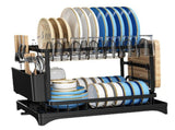 Dish Drying Rack for Countertop Aluminum 2 Tier Dish Rack with Drainboard and Utensil Holder for V1294-YM0710-3118230365911