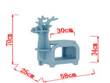 Blue Small Creative Reindeer-Shaped Solid Wood Bookshelf for Kids V888-ELOSUNG28535