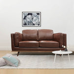 2 Seater Faux Leather Sofa Brown Modern Lounge Set for Living Room Couch with Wooden Frame V43-SOF-YOKBR2S