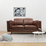 2 Seater Faux Leather Sofa Brown Modern Lounge Set for Living Room Couch with Wooden Frame V43-SOF-YOKBR2S