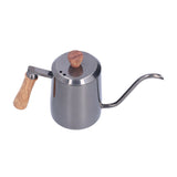 600ml Stainless Steel Manual Coffee Pot Long Narrow Spout Pour Over Kettle with Wooden HandleGray V1294-YM0710-3118210281011