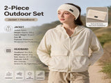 Women's Lightweight Outdoor Windproof and warm set - Beige M Size Waterproof Windproof Sun V888-ELOSUNG53801