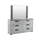 Queen 4 Pcs Bedroom Suite with Dresser Fabric Upholstery MDF Combination of Black & Cement Colour V43-BDS-COP-4PC-DRS