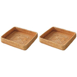 2X Rattan Serving Tray,Square Woven Tray Wicker Storage Basket,Square Wicker Wicker Serving V1370-AZ4-13586