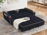 Fashionable Modern and Multi-functional Foldable Velvet Sofa Bed - Black V1316-W2353P151786