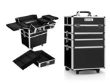 Embellir Makeup Case Beauty Trolley Cosmetic Organiser Box Travel Wheels Black CASE-MU-4T-081-BK