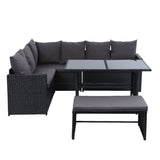 Gardeon Outdoor Dining Set Sofa Lounge Setting Chairs Table Bench Black Cover ODF-SDBOSS-1BENCH-BK-COVER