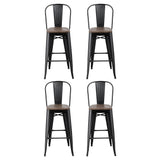 4x Artiss Metal Bar Stools Wooden Seat Retro Counter Stool BA-TW-T5852-BKX4