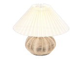Pleated Table Lamp Soft Yellow Light Linen Lampshade Rattan Base Bedside Lamp for Bedroom Beige V1294-YM0901-3119250082812