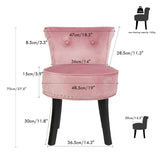 Pink Round Vanity Stool with Padded Seat and Backrest V767-XJJ379-PK-V1