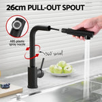 Kitchen Mixer Tap Pull Out Rectangle 2 Mode Sink Basin Faucet Swivel WELS Black TAP-A-82H48-BK