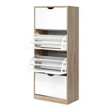 Artiss Shoe Rack Cabinet 60 Pairs 4-tier White Elen FURNI-G-SHOE-4D3R-WD-WH-AB