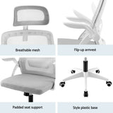 Artiss Ergonomic Office Chair Computer Desk Chairs Headrest Adjustable Grey OCHAIR-K-MESH-GY-WH