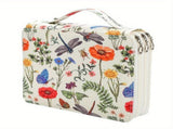 White Background Dragonfly Pattern 124-Slot Large Capacity Zippered Pencil Case - Triple-Layer V888-ELOSUNG17145