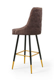 Modern Bar Chair Leather Stool Counter Brown Mid-Century Wood x 2 V541-LKS-015-BROWNPU